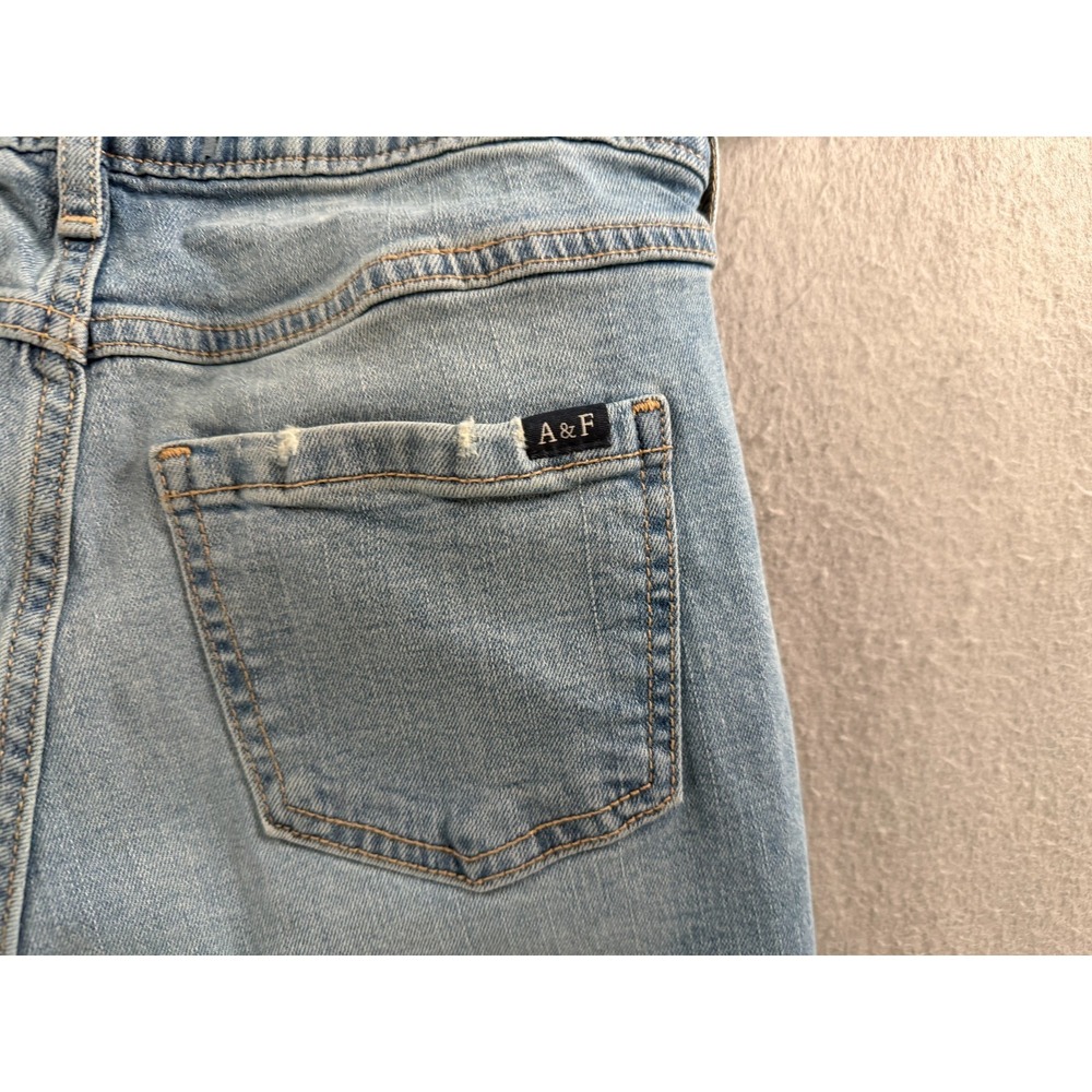 Abercrombie Kids High Rise Straight Jeans Girls 9/10 Light Wash Denim Pull On - Picture 9 of 16